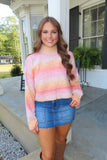 November Skies Rainbow Turtleneck Sweater Orange/Pink