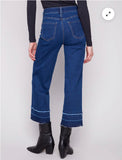 Charlie B  Cropped Flare Leg Jean Indigo w/ fringed hem