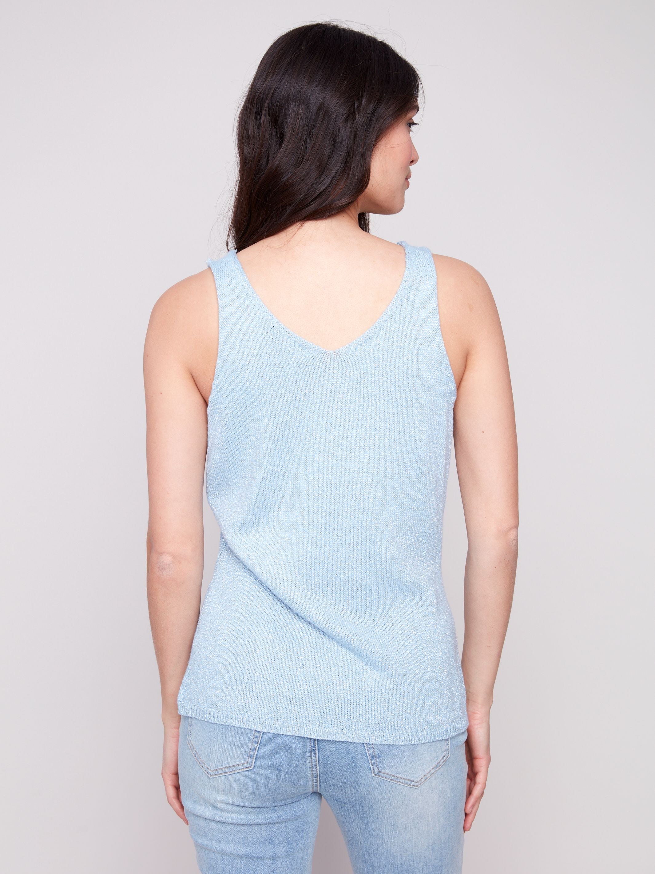 Charlie B V Neck Knit Cami Bluebell