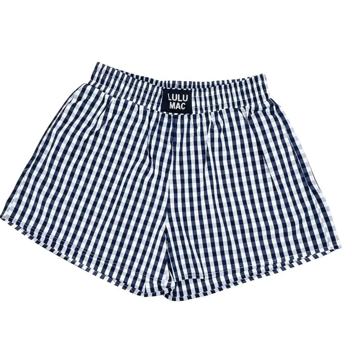 Lulu Mac Navy Gingham Boxer Shorts