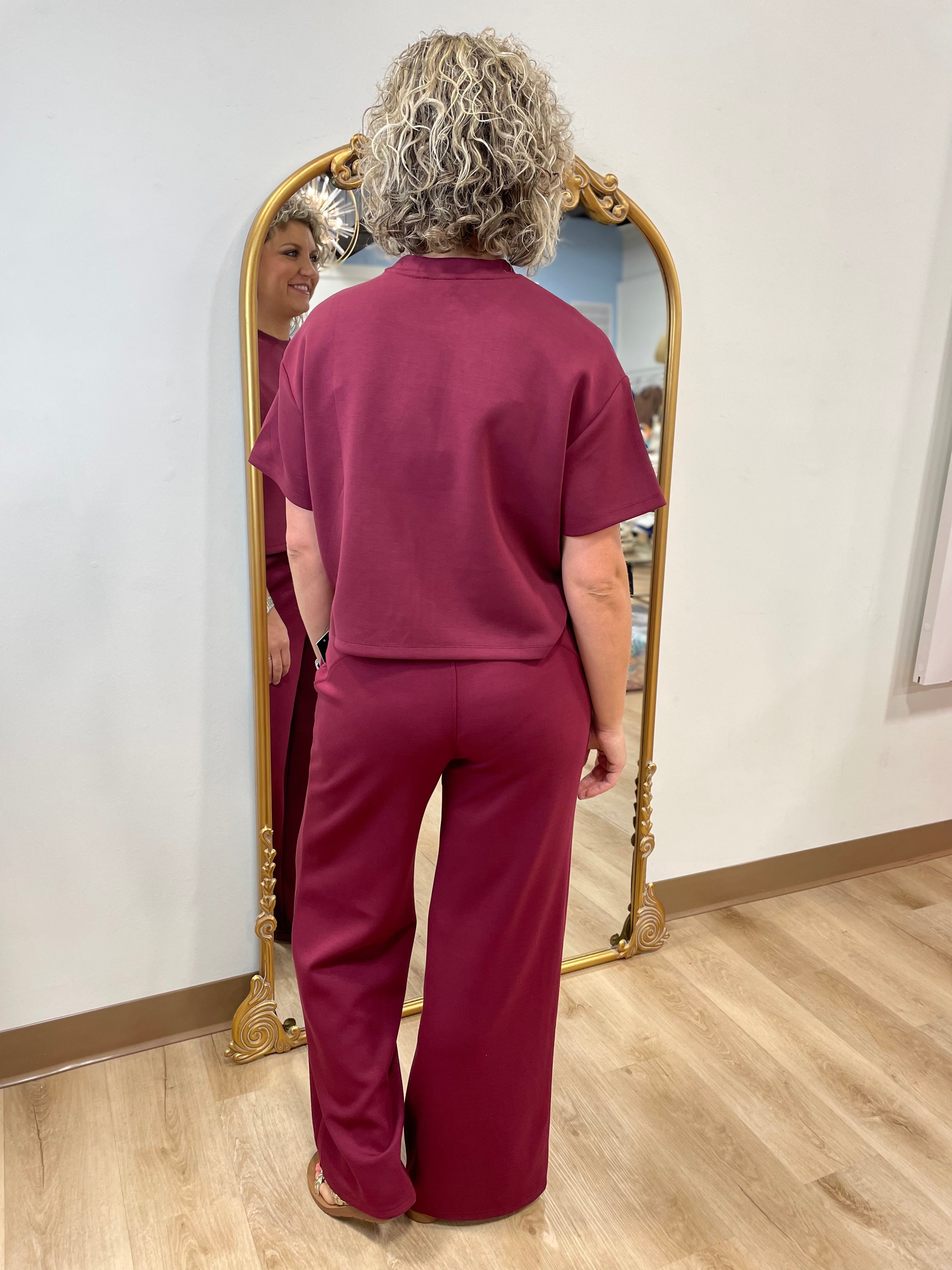 RD Style Tess 2 Piece Pant Set Oxblood