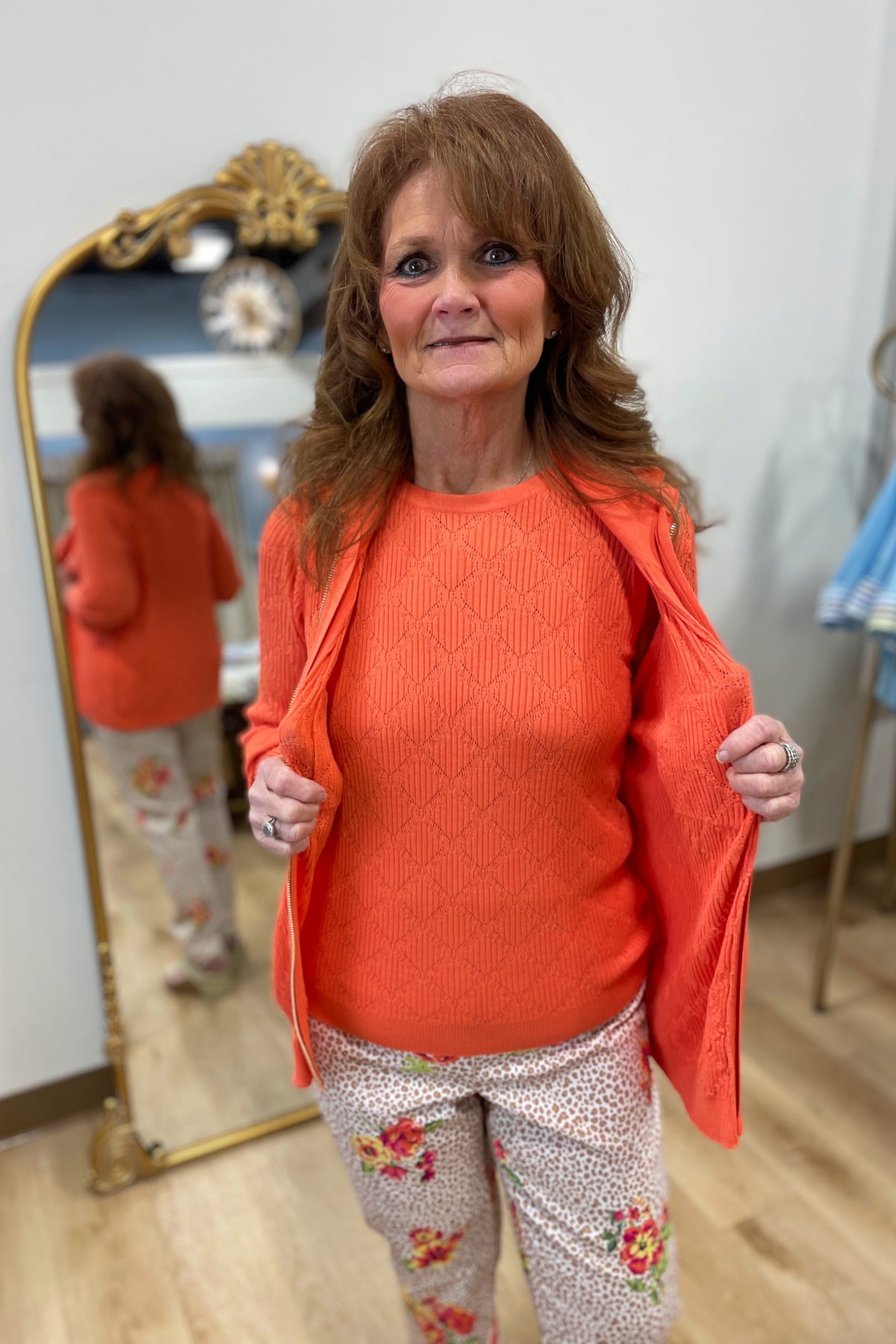Multiples Scoop Neck Sweater Tank Coral