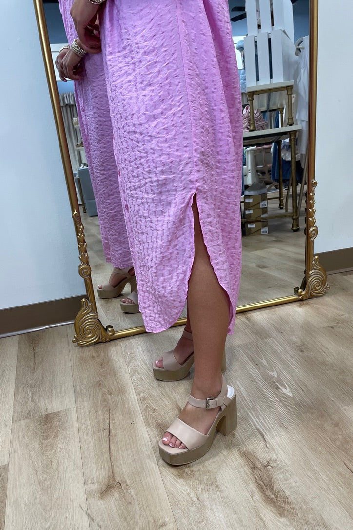 Easter Bloom Puff Sleeve Dress Pink