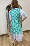 Floral Patchwork Midi Dress Teal
