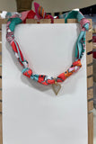 Scarf Charm Necklace Emerald Pearl