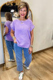 Going w Gauze Acid Washed Top Lavender