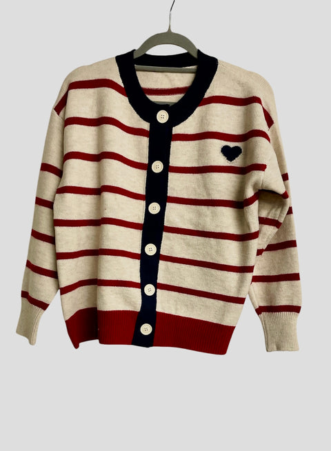 Heart Out Striped Sweater Red