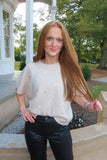 Pearls & Bows Sleeveless Sweater Ecru