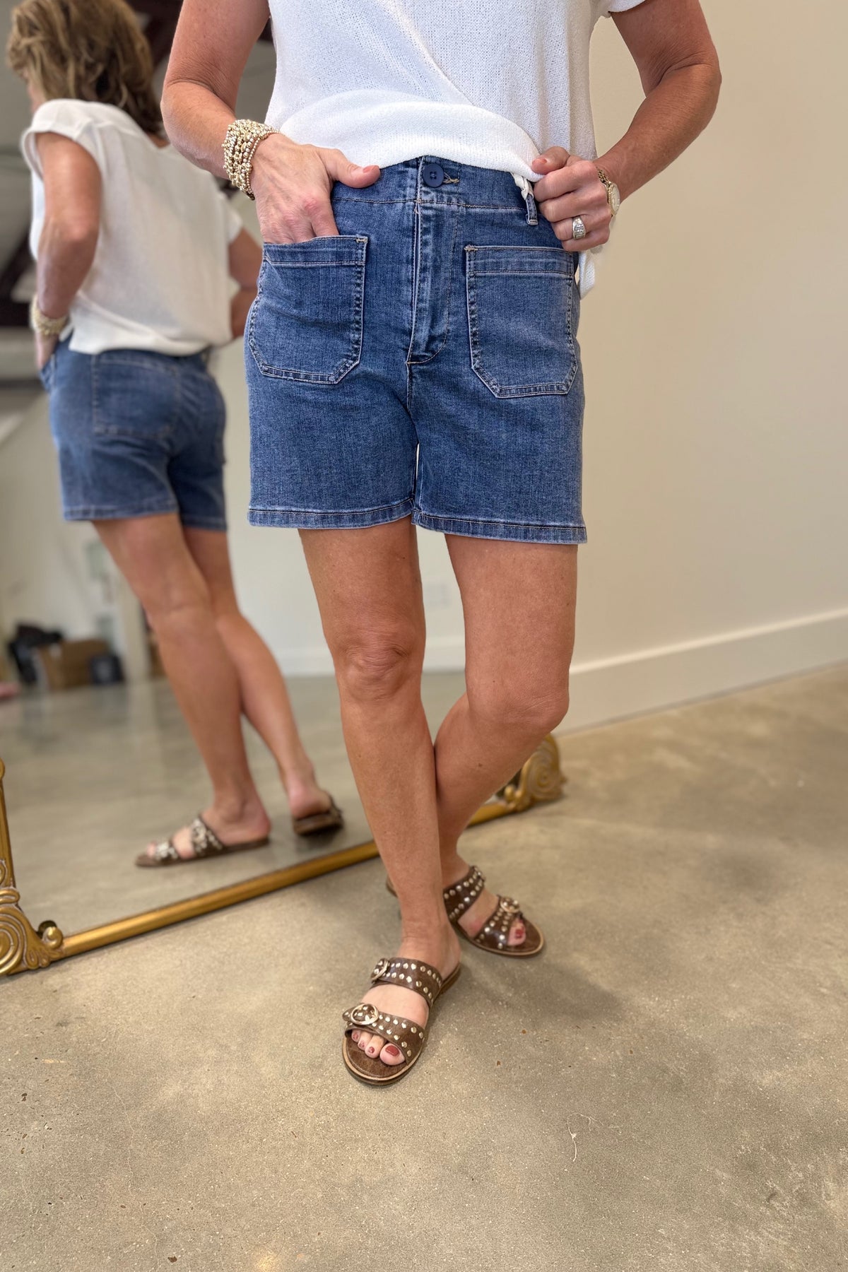 Charlie B Patch Pocket Shorts Medium Blue