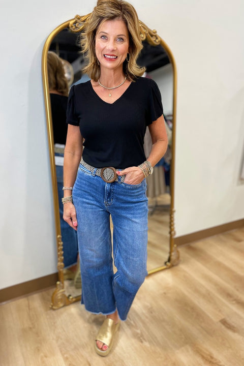 Bayeas Wide Leg Jean w Raw Hem Medium