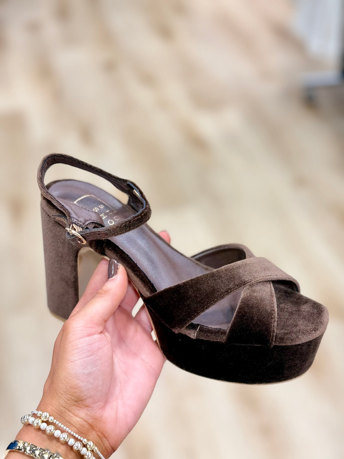 Shu Shop Gwen Platform Heel Brown Velvet