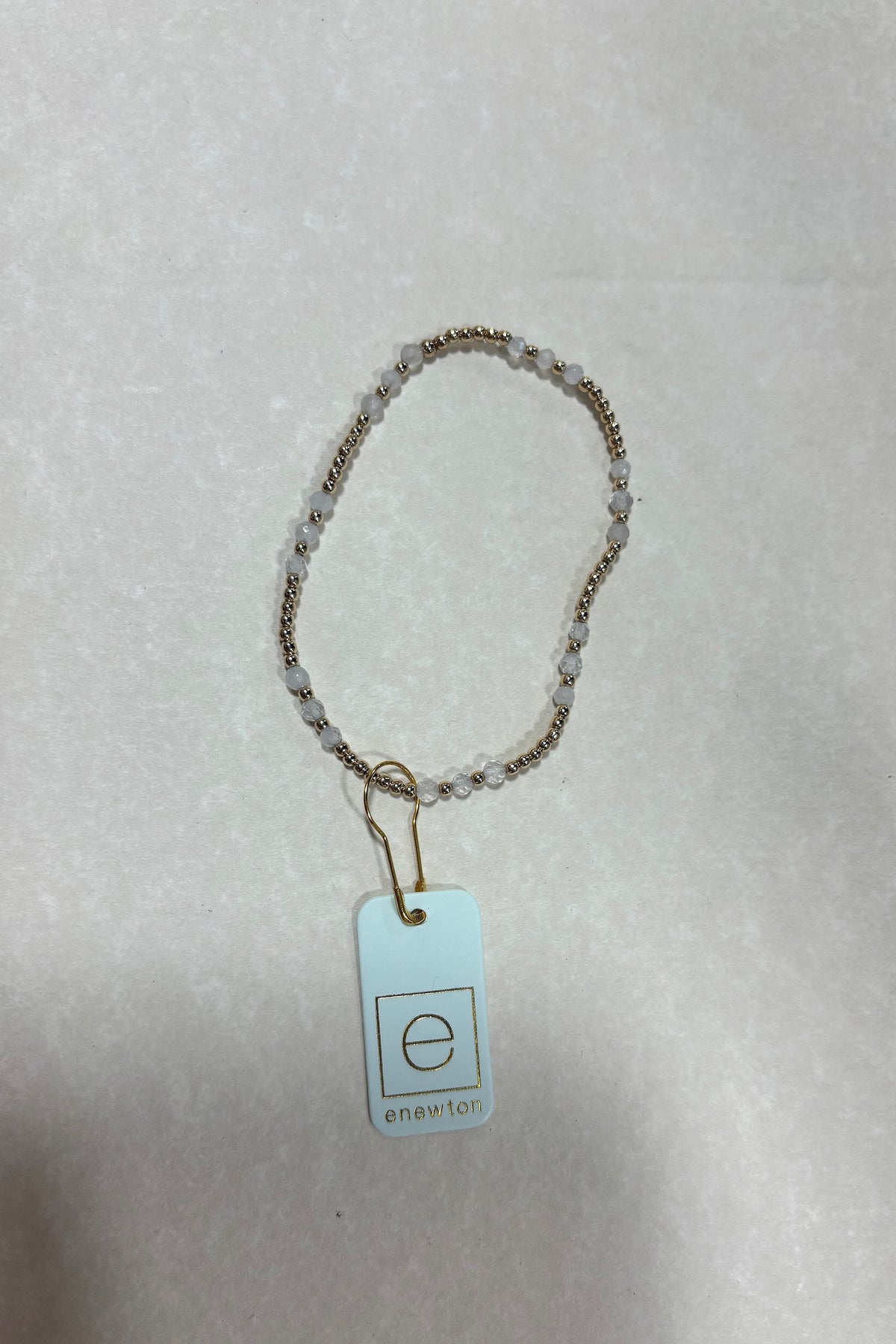 E Newton Gemstone Gold Joy Pattern 3mm Bead Bracelet Moonstone