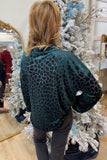 Umgee Velvet Burnout Blouse Green