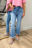 Hidden Happi High Rise Cropped Flare Light Wash