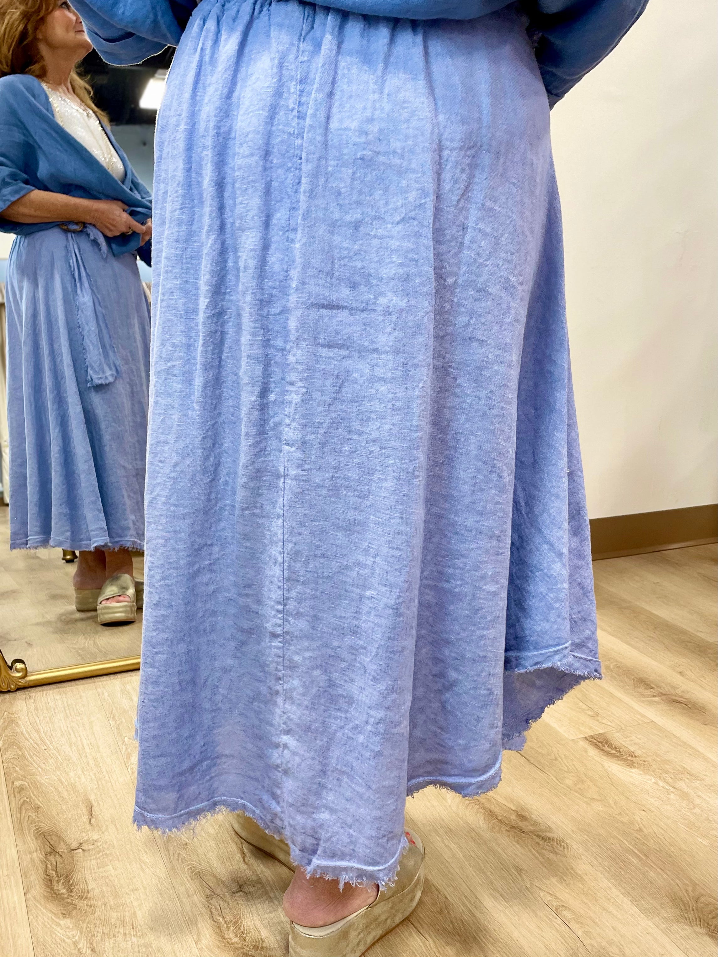 Tempo Paris Fringe Hem Skirt Denim