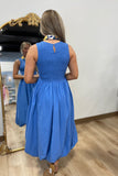 Sarah Smocked Bubble Hem Dress Cobalt