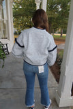 Northern Chill Contrasting Drop Shoulder Ruffle Sweater Grey