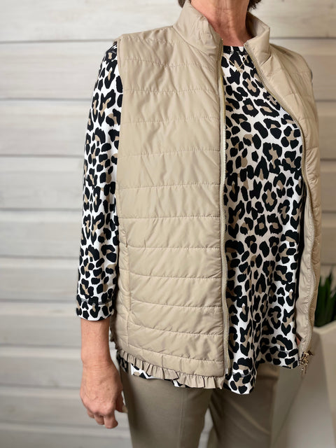 Multiples Quilted Vest Stone