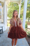 Cinnamon Toast Embroidered Sleeve Dress