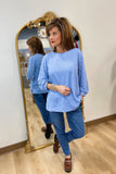 Multiples Pearl Puff Sleeve Top Cornflower