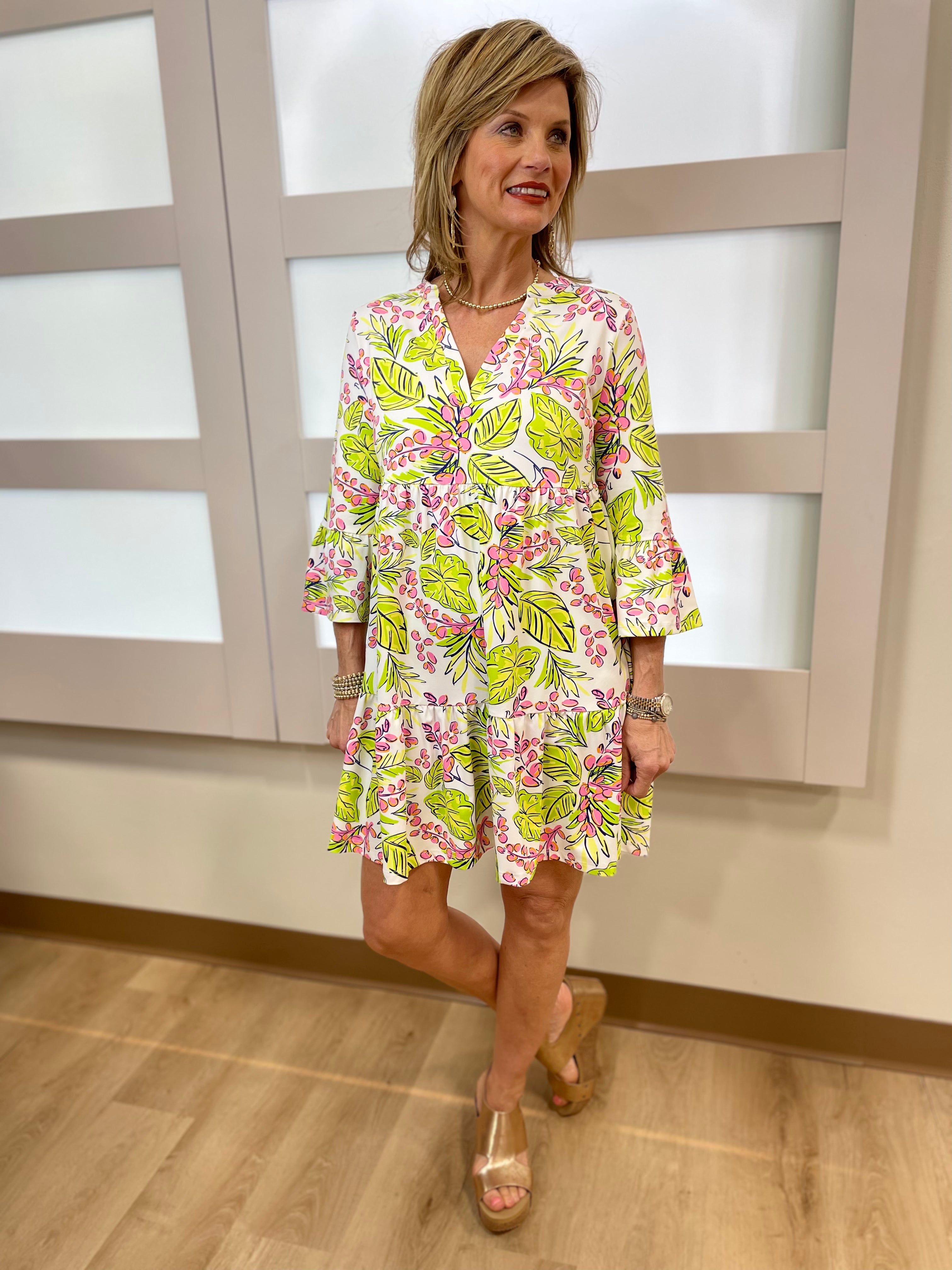 Mary Square Laguna Vine Time Lime Dress