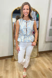 Metallic Message Front Tie Top