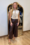 Another Love Wide Leg Vegan Leather Coffee
