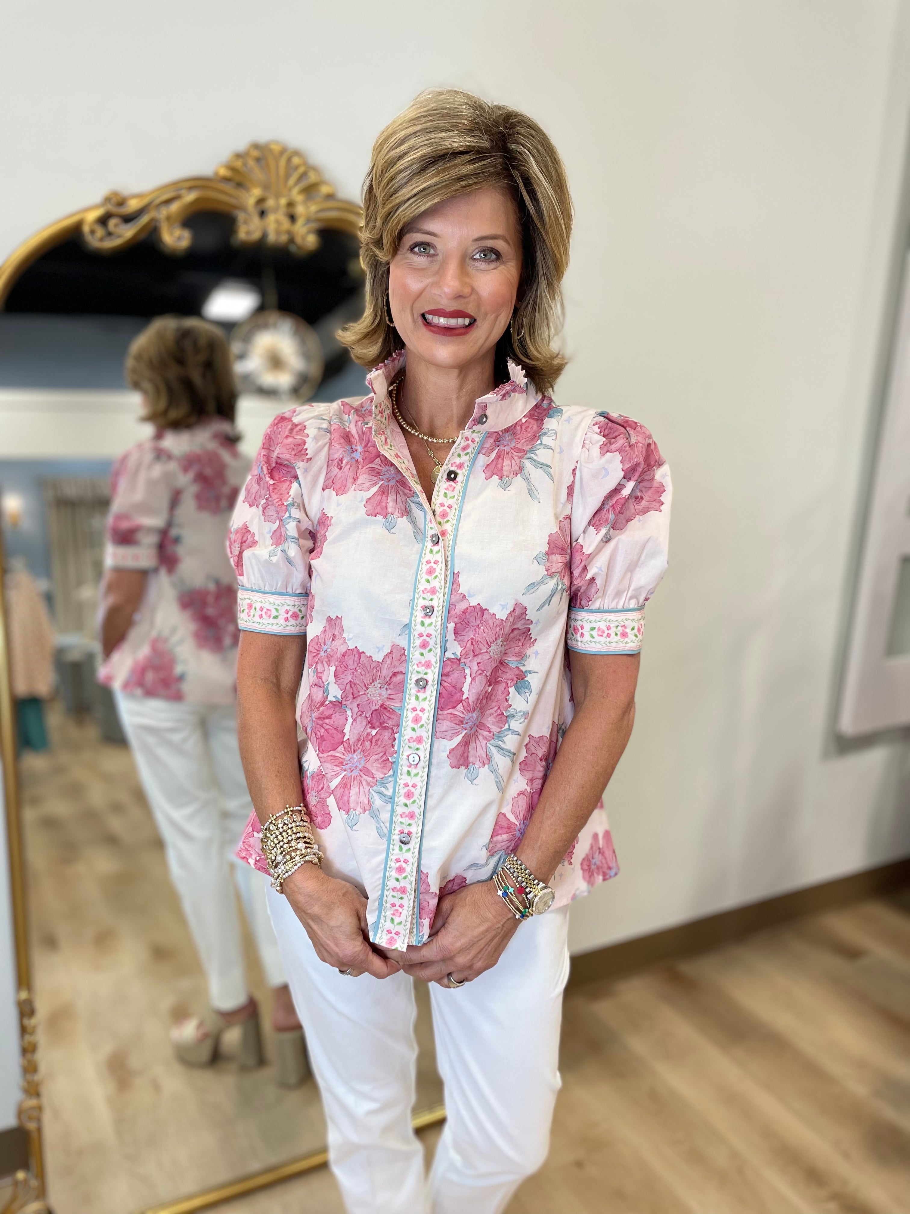 Floral Festival Blouse Pink
