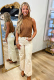 Layer Perfect Sleeveless Sweater Crop Caramel