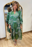 Umgee Dark Sage Split Neck Dress
