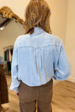 Ruffle Down Denim Blouse