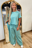 Tee & Wide Leg Pant Set Sage