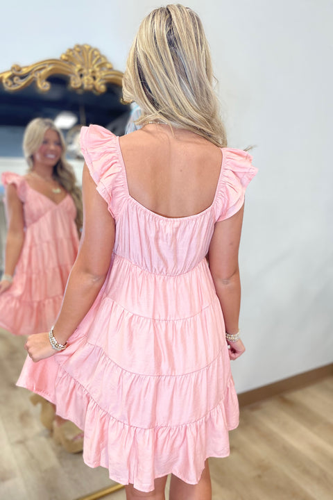 Simply Sweet Tiered Dress Peach