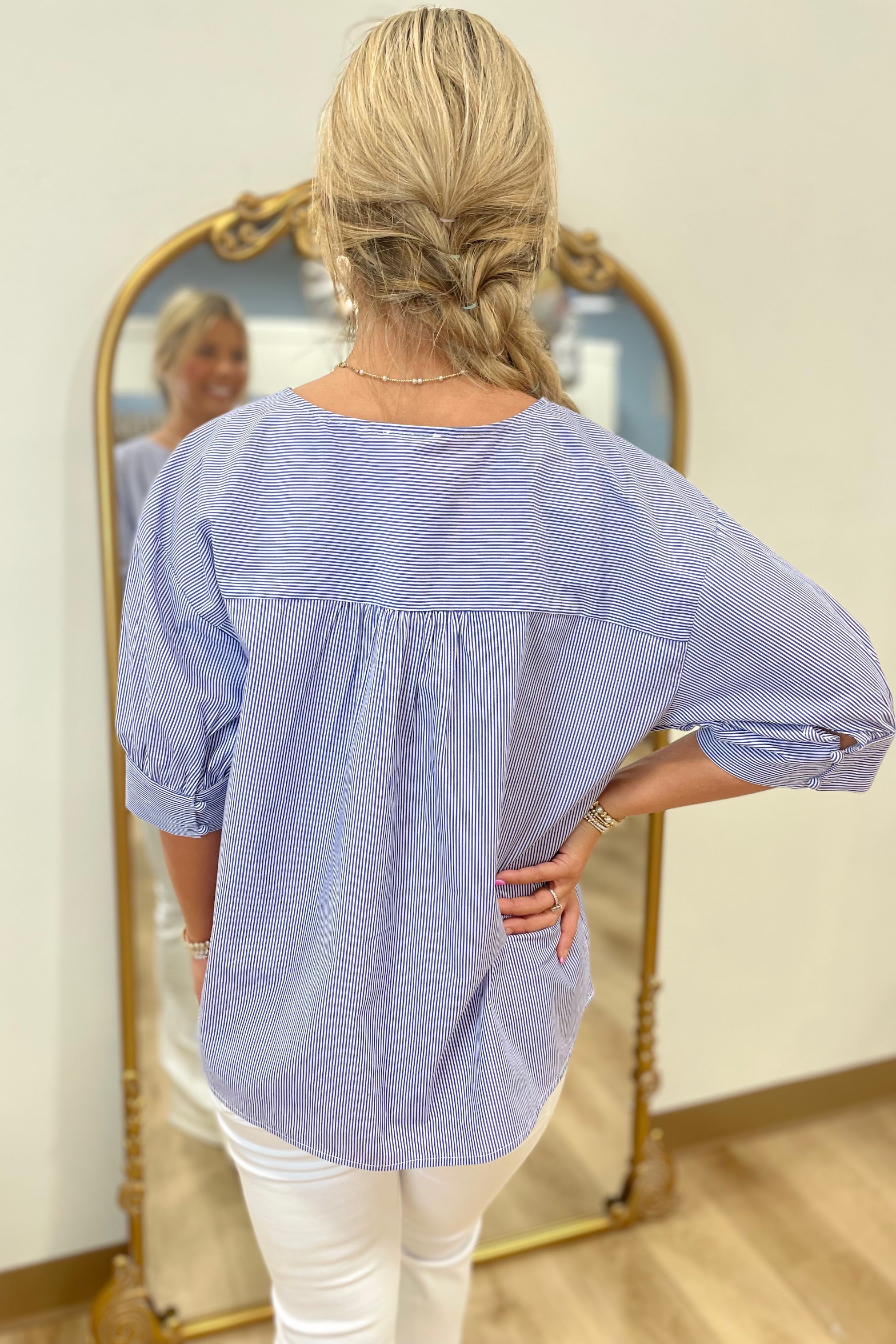 Pinstripe Perfection Top Blue