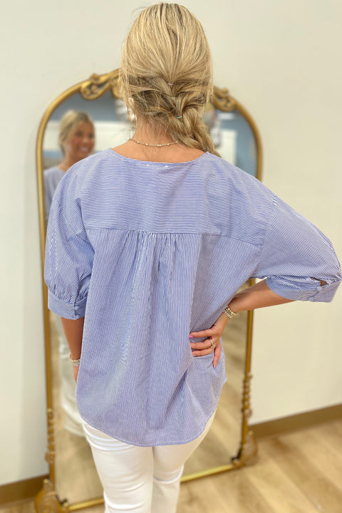 Pinstripe Perfection Top Blue