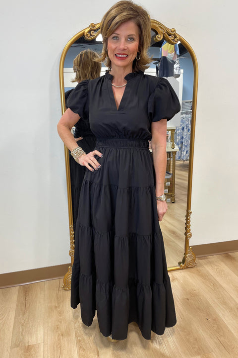 Olivia Tiered Maxi Dress Black