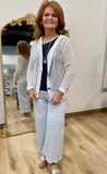 Charlie B Picot Knit Hooded Cardigan w Ties White