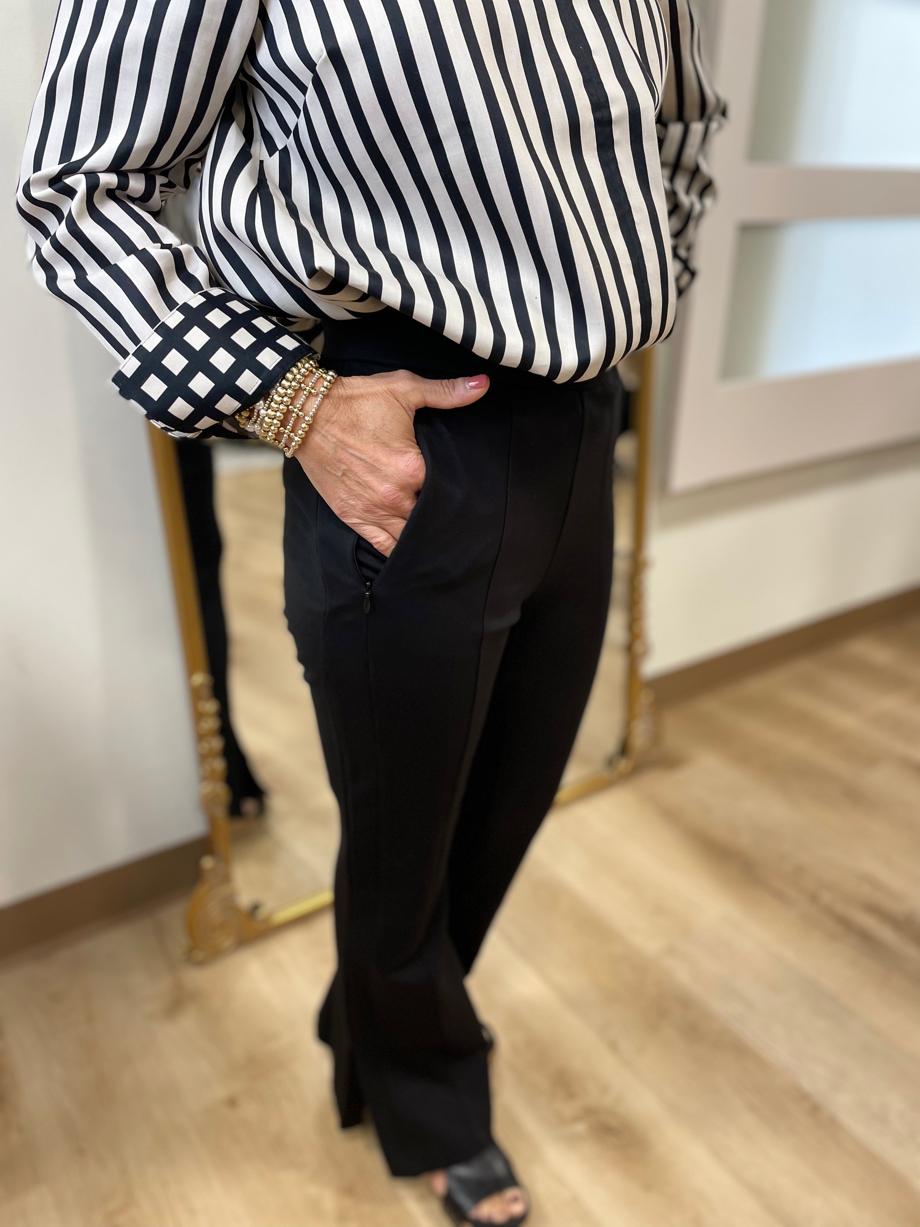 Foxcroft Agnes Stripe Black