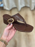 Shushop Elodie Block Heel Thong Sandal Brown