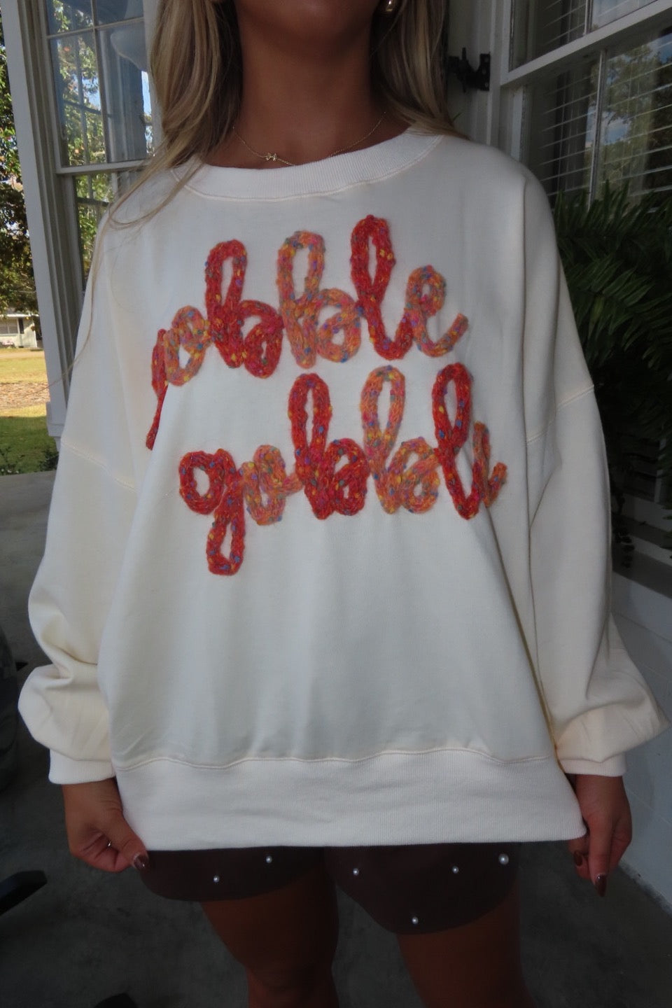 Gobble Gobble Oversized Sweatshirt Cream