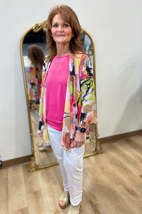 Multiples Drapey Open Front Jacket Multi