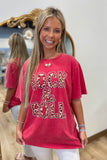 PUFF Leopard Rock & Rock Graphic Boyfriend Fit Tee Red