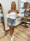 Olivia Off-Shoulder Puff Sleeve Top White