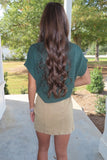 Harvest Time Mock Neck SS Sweater Top Emerald