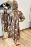Umgee Big Flower Dress Brown Mix