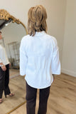 Renuar Split Neck Woven Blouse Creme
