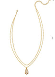 Kendra Scott Camry Gold Enamel Frame Multi Strand Necklace Natural Mother-of-Pearl