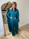 Foxcroft Bianca LS Piping Blouse Emerald