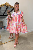 Umgee Boho Paisley Print Dress Pink