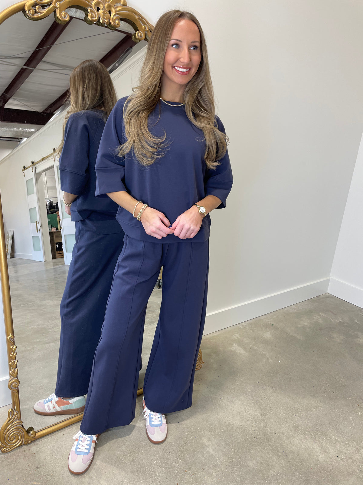 Scuba Knit 2 Piece Set Navy